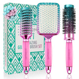 LILY ENGLAND Hair Brush Set for Women & Teen Girls of All Hair Types - Mermaid/Unicorn - Salon Results, Detangling, Blow-Drying, Vented