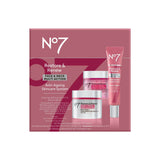 No7 Restore & Renew Face & Neck Multi Action Skincare System - SPF 30 Day Cream with Vitamin C & Collagen Peptides + Anti Aging Facial Serum + Hyaluronic Acid Hydrating Night Cream (3 Piece Kit)