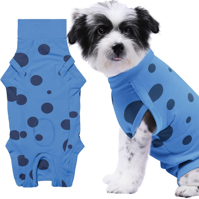 Comwish Dog Recovery Suit, Professional Dog Surgery Suit Post Spay, Neuter, Abdominal Surgical Suit for Male Female Dogs Can Pee, Prevent Licking Soft Breathable Cotton Covers Wound (Blue, Medium)