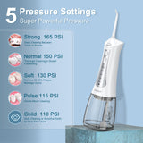 Water Flosser for Teeth Cordless, 300ML Powerful Water Teeth Cleaner Pick Rechargeable Oral Irrigator, 5 Modes Water Dental Flosser Teeth Pick for Teeth Cleaning,Home Use Travel Friendly (White)