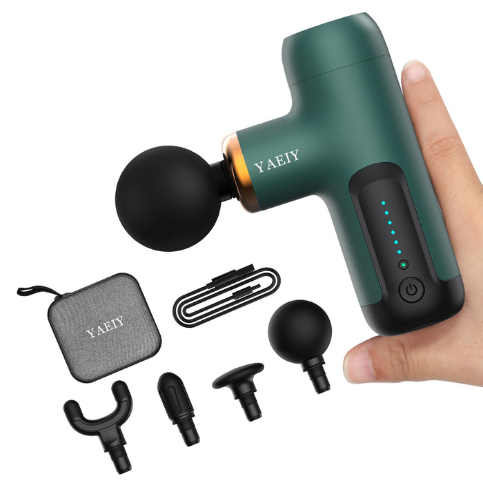 YAEIY Mini Massage Gun, Portable Massage Gun for Deep Tissue Muscle, Handheld Small Massage Gun, Compact Powerful Massager with Case for Travel, Athletes,Office Gifts, Dark Green