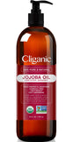 Cliganic Organic Jojoba Oil 32 oz, 100% Pure | Bulk, Natural Cold Pressed Unrefined Hexane Free Oil for Hair & Face