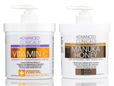 Advanced Clinicals Vitamin C Brightening Cream + Manuka Honey Body Lotion & Face Moisturizer 2pc Skin Care Bundle | Anti Aging Body Butter Lotion & Face Lotion For Women, Dry Skin, & Wrinkles, 2pc