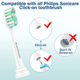 Aoremon Replacement Heads for Philips Sonicare Electric Toothbrush Compatible with Sonicare 2 Series C2 C1 Brush head and for all Sonicare Click-on Toothbrush Modles, 10 Pack