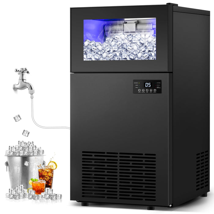 TAZPI Commercial Ice Maker 160 LBS/24H, 15" Wide Under Counter Ice Maker with 35LBS Ice Storage Capacity, Commercial Ice Machine 63Pcs Clear Ice Cubes Built-in or Freestanding Large Ice Machine