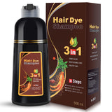 IIIMEIDU Hair Dye Shampoo 3 in 1 for Gray Hair, Herbal Ingredients Shampoo Black Hair Dye for Women Men, Grey Coverage Shampoo 500ml (Dark Burgundy)