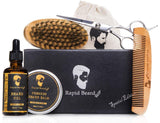 Beard Grooming & Trimming Kit for Men Care - Beard Brush, Beard Comb, Unscented Beard Oil Leave in Conditioner, Mustache & Beard Balm Butter Wax Growth, Styling - Stocking Stuffers Set