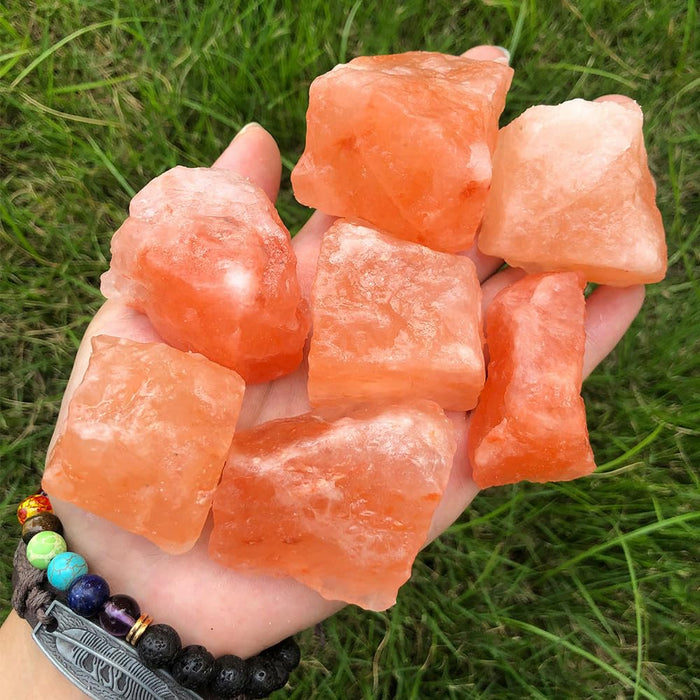 Zenkeeper 1 Lb Large Raw Himalayan Salt Crystal Rough Himalayan Quartz Natural Orange Salt Stone Crystal Stone Mineral Specimen Gemstone Healing Crystals and Stones