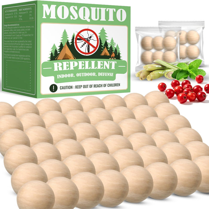 Mosquito Repellent for Patio 48 Balls - Natural Mosquito Repellent Indoor & Outdoor Use, Mosquito Deterrent for Yard - Long Lasting Mosquito Control for Camping, Travel & Home