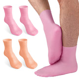 Noverlife 2 Pairs Moisturizing Silicone Socks, Reuseable Men's Pedicure Socks for Dry Cracked Rough Feet Skin, High Elastic & Anti Slip Moisturizer Spa Socks, Dry Heels Gel Socks - Pink & Tan