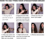 TYMO Ionic Hair Straightener Brush - Straightening Brush with Enhanced 10 Million Negative Ions, 25s Heat-up, 16 Temps & Dual Voltage, Ceramic Hot Comb Anti-Scald & Auto-Off for Women