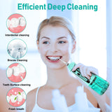 Water Dental Pik Flosser,Grinest 7 Modes Rechargeable Water Dental Picks for Teeth Cleaning Cordless Oral Irrigator Portable IPX7 Waterproof Tooth flossers for Home Travel-Green