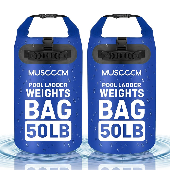 MUSCCCM 50LB Heavy Duty Pool Ladder Weights Bag, 500D PVC Universal Sand Bags Step Anchors Above Ground and Inground Pool Step Sand Bags with Handles, Pool Waterproof Foldable, Leak-Proof (2 Pack)