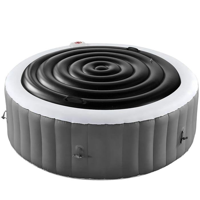 Tlswshsy 5.4 Ft Inflatable Hot Tub Cover- Energy Saving lid for Round Hot Tub- Foldable Protective Rain Overflow Cover for Outdoor Inflatable Hot Tubs (Black)