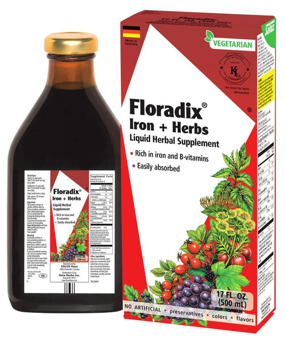 Floradix by Salus Iron & Herbs - Liquid Herbal Supplement for Energy Support - Iron Supplement with Vitamin C & B Complex Vitamins - Liquid Iron Supplement for Men & Women - 17 oz