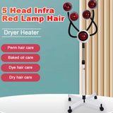 5 Head Infrared Light Heat Therapy Red Lamp Infrared Light Salon Hair Steamer Perming Dyeing Adjustable Height Machine with Rolling Wheels(750 W)