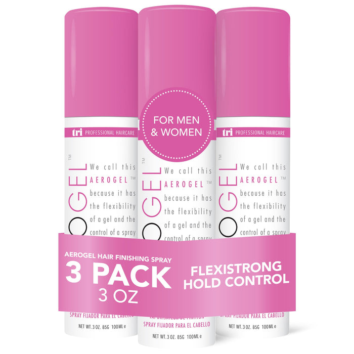 TRI Design Aerogel Hair Spray - Extra Hold, Free & Clear Hairspray Firm Hold for Women and Men, Travel, Volume Fixer & Non-Sticky Essentials, Flexible Spray Nozzle Bottle, Scented - (3oz, Pack of 3)