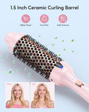 Wavytalk Thermal Brush, 1 1/2 Inch Ionic Heated Round Brush Creates Blowout Look, Thermal Round Brush Makes Hair Shinier & Smoother, Dual Voltage, Easy to Use (Pink)