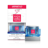 Hada Labo Tokyo Anti-Aging Overnight Treatment, Hyaluronic Acid Night Cream for Intense Hydration, Skin Renewal with Collagen, Japanese Honeysuckle, Soy Peptides, Moisturizing Face Cream, 1.76 oz