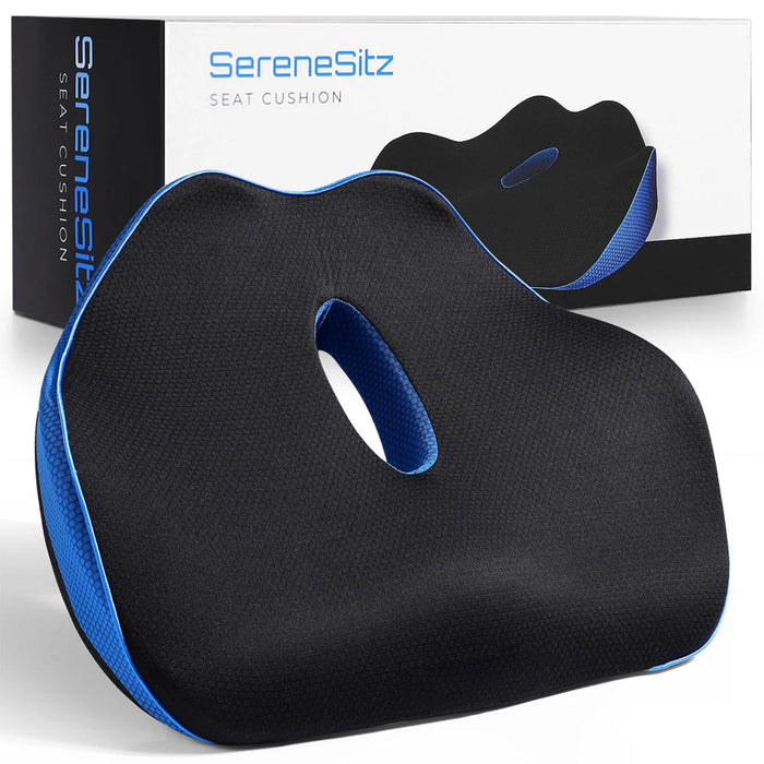 SERENESITZ Serene Sitz Orthopedic Seat Cushion, Serensitz Orthopedic Seat Cushion, Ergonomic Memory Foam Seat Cushion for Office Chair Cushion, Car Seat, Airplane, Sciatica & Back Pain Relief (Black)