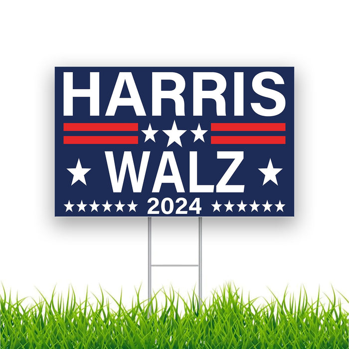 Harris Waltz 2024 Yard Sign Kamala Harris For President Yard Sign Election For Democracy 18x12 inches Outdoor Lawn Garden Sign Double Sided With H-shaped Metal Stake