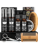 Beard Grooming Kit, Beard Kit with 2 Pack Beard Original Oil,Beard Brush,Wash Conditioner for After Shave Lotions,Balm,Combs,Razor & Brush Stands Scissor, Christmas Fathers Gifts for Men