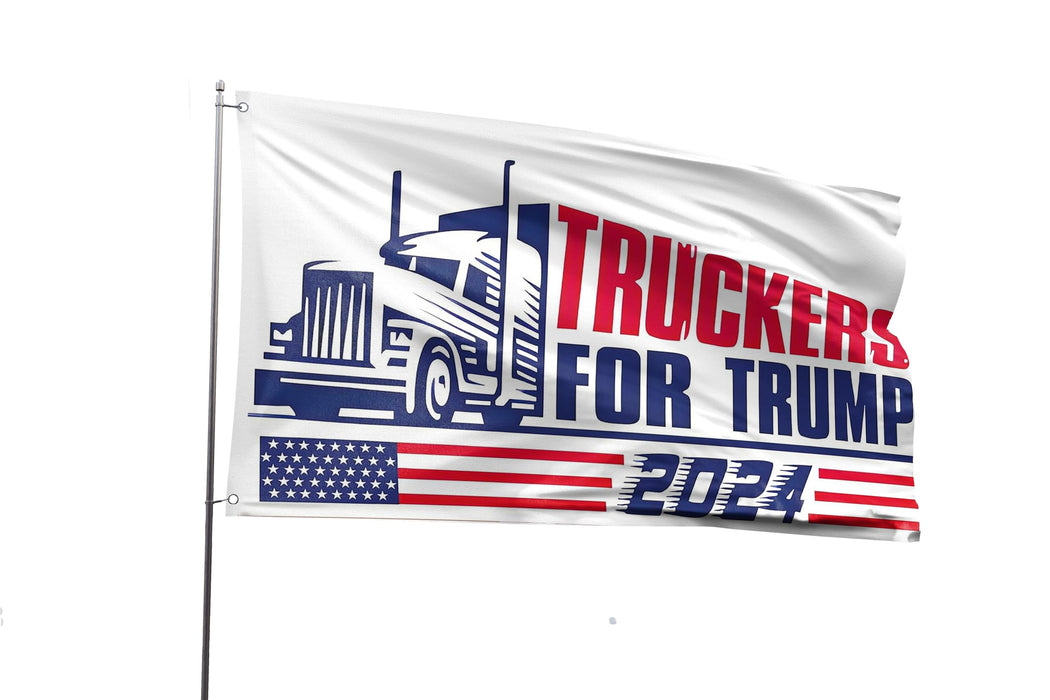 Truckers For Trump Flag 4x6FT Trump 2024 Flag President Election Supporter Fans Patriotic MAGA Banner With 2 Brass Grommets Outdoor Indoor (Truckers, 4x6ft)