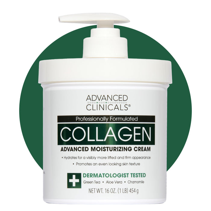 Advanced Clinicals Collagen Cream Body Lotion & Face Moisturizer W/Vitamin E | Skincare Moisturizing Collagen Lotion For Women, Men, Hand, & Neck Improves Look Of Crepey Skin & Uneven Dry Skin, 16Oz