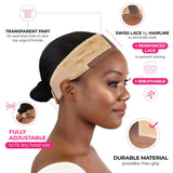 MILANO COLLECTION Lace Wigrip, Premium Lace Wig Band for Women, Fully Adjustable Wig Grip, Reinforced Swiss Lace by HAIRLINE, Secure Velvet Headband, Glueless Nude, 2 Pack