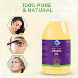 100% Pure Castor Oil - Cold-pressed, Unrefined, Hexane-free - Premium Quality - USP Grade (1 Gallon)