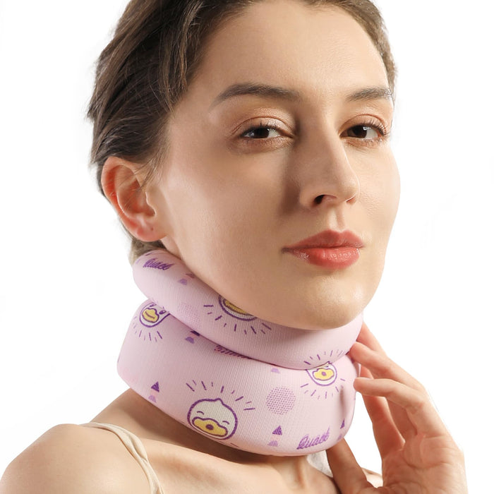 Velpeau Fashion Neck Brace for Sleeping -Soft Cervical Collar for Snooze, Anti Snoring, Sleep Apnea, Foam Wraps Keep Vertebrae Stable Relief Pain and Support for Women & Men (Pink, L: 14-16.5 inch)