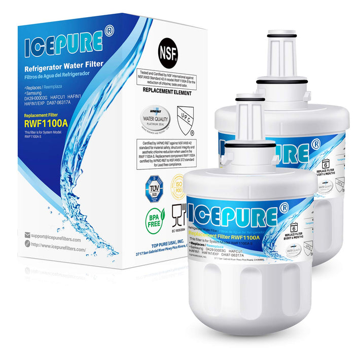 ICEPURE DA29-00003G Refrigerator Water Filter Replacement for Samsung DA29-00003B DA29-00003A DA29-00003D, Aqua-Pure Plus HAFCU1 RSG257AARS RFG237AARS RFG297AARS RS22HDHPNSR WF289 WSS-1 RWF1100A 2PACK