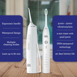 GuruNanda Lion & Lamb Kit (White) - Portable Water Flosser (300ml) with 4 Jet Tips & 5000 mAH Rechargeable Sonic Toothbrush with 4 Brush Heads & More