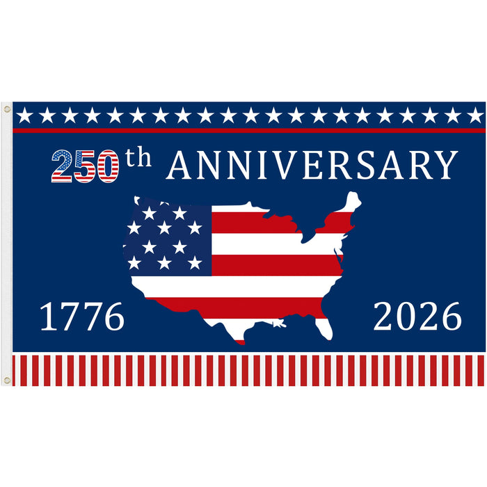 250 Year American Anniversary Flag, 3x5 Ft Double Sided American Flag, 1776-2026 250 Years Outdoor Anniversary Banner Decorations with 2 Brass Grommets (A3)