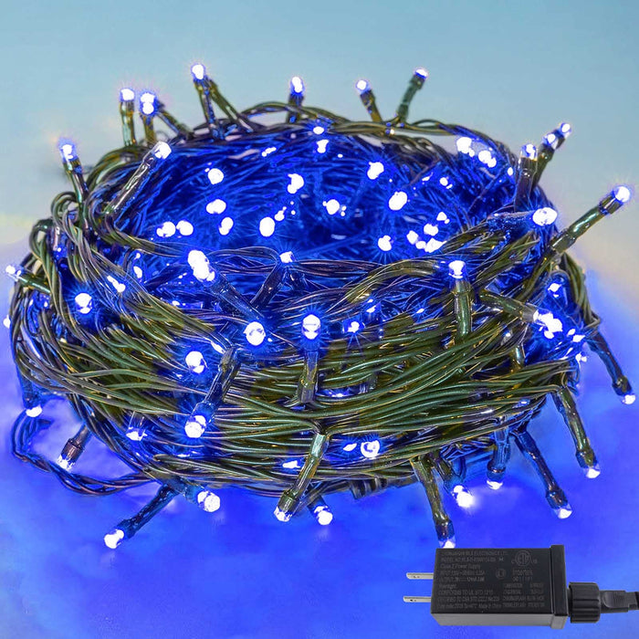 82FT 200 LED Blue Christmas String Lights Outdoor & Indoor, Timer & Memory Function & 8 Modes, Extendable Ultra Bright Green Wire Mini Twinkle Lights for Xmas Tree Patio Holiday Party Decor (Blue)
