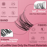 Venus Lash Clusters Kit 8-16mm with 5-6mm Bottom Lashes Wispy Natural Eyelash Clusters Kit D Curl -WideSpan DIY Eyelash Extension Kit Individual Fake Eyelashes Clusters Kit Thin Invisible Lash Band