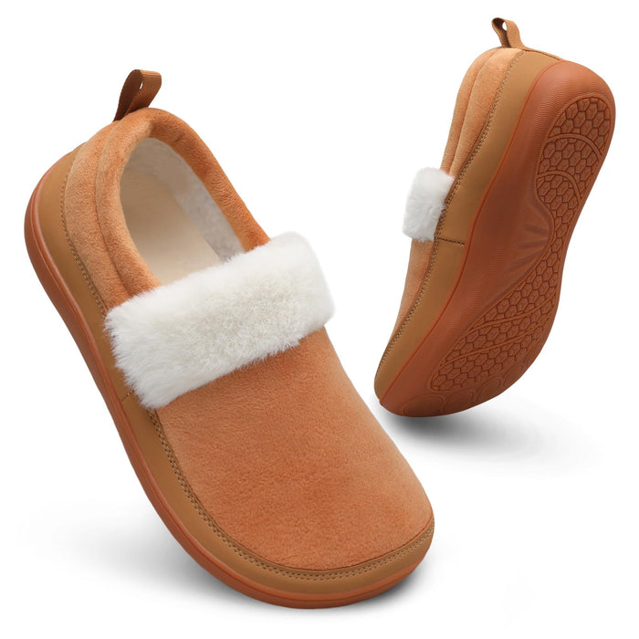 Scurtain Wide Width Shoes for Women Comfor table Winter Slippers Shoes Elderly Brown Slip on Mule Moccasin Slippers Brown Size