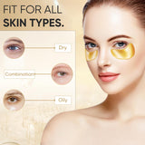 200Pcs/100 Pair Under Eye Patches Gold for Dark Circles, Puffy Eyes, and Wrinkles, 24K Gold Eye Mask for Face, Eye Cream for Men and Women