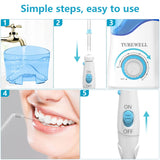 TUREWELL Water Dental Flosser for Teeth/Braces, Water Teeth Cleaner 8 Jet Tips and 10 Pressure Levels, 600ML Large Water Tank Oral Irrigator for Family(White)