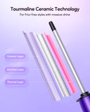 Wavytalk 3/8 Inch Small Curling Wand, Small Barrel Curling Iron for Short & Long Hair, Ceramic Small Wand Curling Iron with Adjustable Temperature, Include Heat Resistant Glove (Purple)