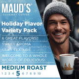 Maud's Holiday Flavored Coffee Pods Variety Pack, 42 ct | Fall, Holiday, & Christmas Blends | 100% Arabica Flavored Coffee |Solar Energy Produced Recyclable Pods Compatible with Keurig K Cups Maker