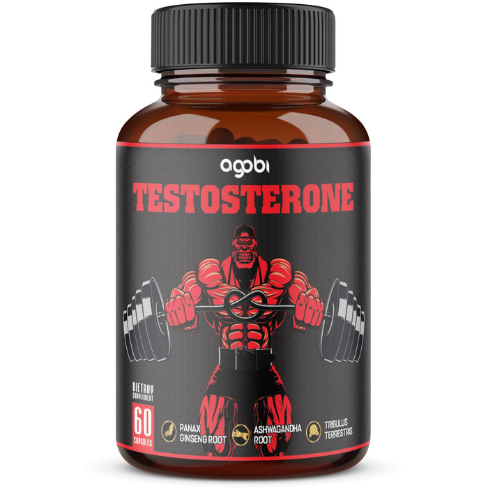 agobi Testosterone Supplement for Men - 11 Potent Herbs - Ashwagandha, Tribulus, Ginseng & More - 60 Capsules for 1 Month