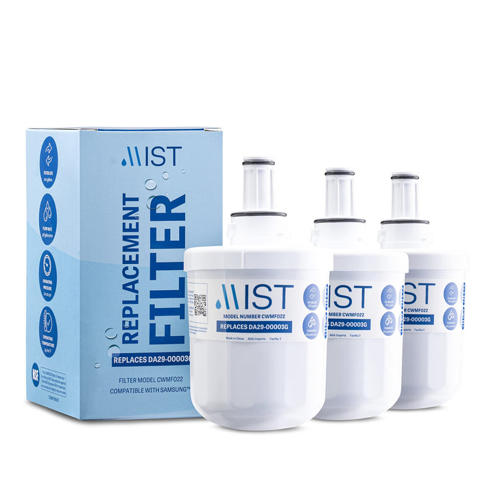 MIST DA29-00003G Water Filter Replacement for Samsung, Refrigerator Water Filter compatible with Aqua-Pure Plus, RSG257AARS, DA29-00003F, DA29-00003A, HAFCU1, HAFIN1/EXP, HAFIN2/EXP (3 pack)