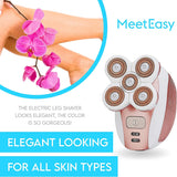 MEETEASY Electric Leg Shaver for Women - Rechargeable Painless Lady Razor for Leg Face Lips Body Underarms Armpit - Female Cordless Bikini Trimmer