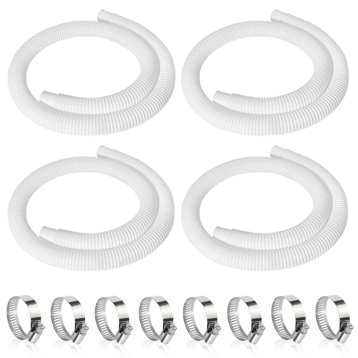4 Pcs 1.25" Pool Hose, 59" Long Accessory Pool Pump Replacement Hoses, Compatible with All Above Ground Pool Filter Pumps that Use 1 1/4 Diameter Hoses