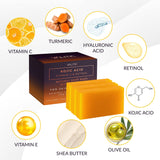 VALITIC Kojic Acid Vitamin C and Retinol Soap Bars with Turmeric for Dark Spot - Original Japanese Complex Infused with Collagen, Hyaluronic Acid, and Vitamin E (3 Pack)