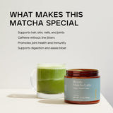 KROMA. Ceremonial Grade Matcha Powder, Gluten Free Green Tea Collagen Powder with Mushrooms, Ginger, Turmeric, L Theanine, Maca, Matcha Latte Powder with Natural Caffeine for Energy Support