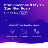 Indigo Wild Zum Bar Goat's Milk Soap - Mother's Day Gift - Frankincense and Myrrh - 3 oz (3 Pack)