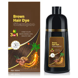 KINGMING Brown Hair Dye Shampoo 3 in 1 for Gray Hair, Hair Color Shampoo for Women Men Grey Hair Coverage, Herbal Ingredients Champu Con Tinte Para Canas 500ml (Brown)