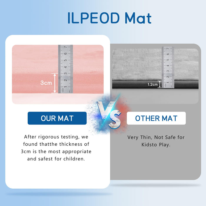 ILPEOD Baby Play Mat for Floor Nursery Rug Muscle Mat Area Rug Playroom Rug 65"x50" Playpen Mat Memory Foam 1.3" Thick Crawling Mat for Babies,Toddlers, Infants, Kids,Light Pink